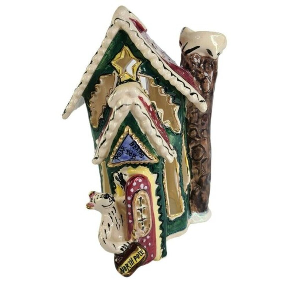 Blue Sky Polar Bear Bed and Breakfast Candle Tealight House Heather Goldminc Vtg